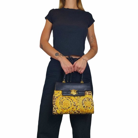 Versace Vintage Leopard Baroque Top Handle Bag - Picture 2 of 12